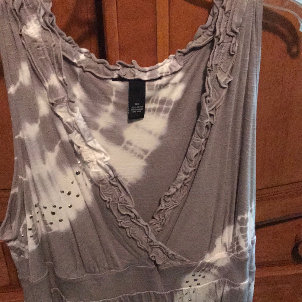 INC Grey Tye Dye Bling Dress 0X NWT